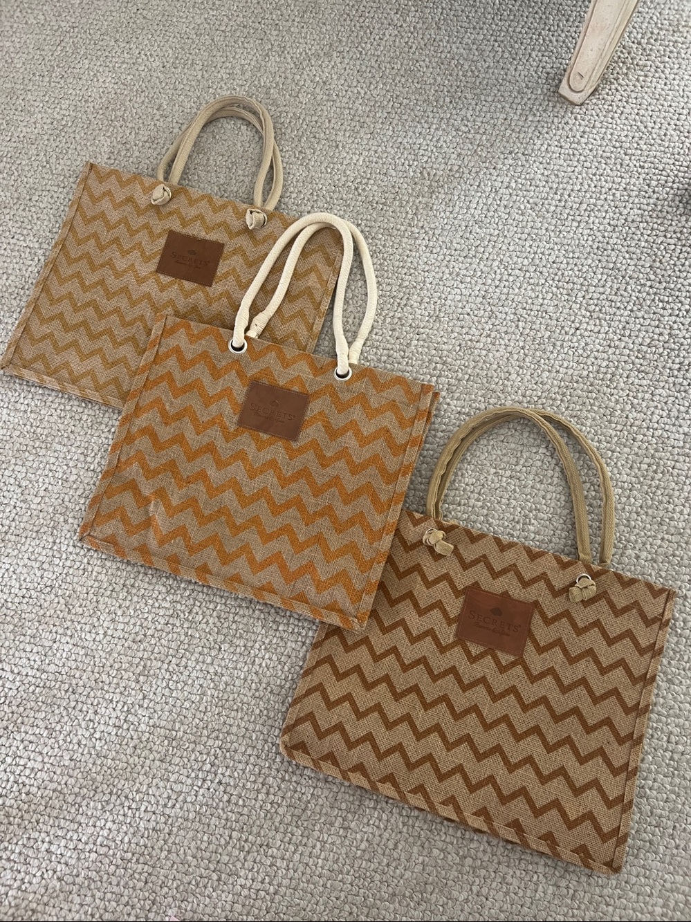 Secrets Resort & Spa Jute Tote Bags NEW! 17”W x 14”L - 3 available